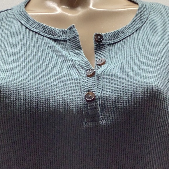 Homegirl Society Teal Long Sleeve Henley Top. New W/Tags. Has 2 Spots As Shown. - Picture 6 of 7
